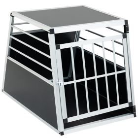 Aluminum Transport Case,  Aluminum Car Carrier, Travel Carrier, Suitable For Cats And Dogs, Black And Silver. (Option: Single door)