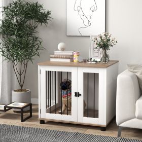 Dog Kennel Furniture Side End Table Indoor with Lockable Door (Option: Brown-850x720x140 mm)