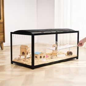 Hamster Cage Habitat 37.8in Clear Pet Rodent Gerbil Mice Small Animal House (Option: Black)
