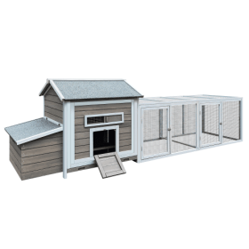 118 Inch Wooden Chicken Coop Outdoor Hen Coop Poultry Cage (Option: Grey)