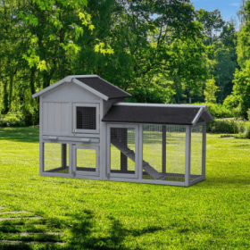 Rabbit Hutch Outdoor Bunny Cage Indoor,Extensible Chicken Coop With Large Run Space - No Leak Plastic Tray (Option: Gray)